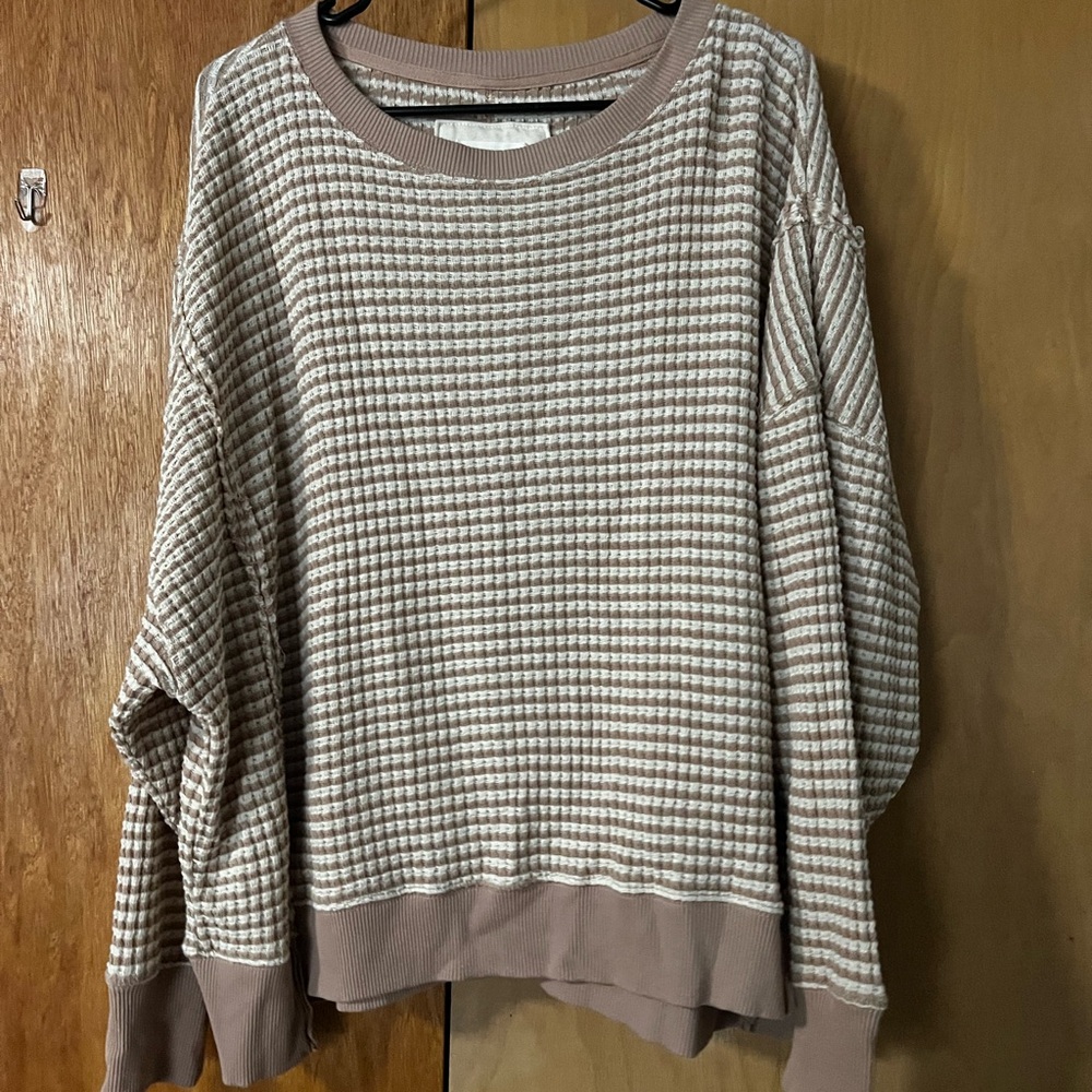 NWOT American Eagle Crew Neck Big Hug Waffle Sweatshirt, size XS